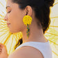Bright Yellow Dandelion Earrings with Citrine Crystals