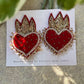 Red Velvet Heart-Shaped Earrings